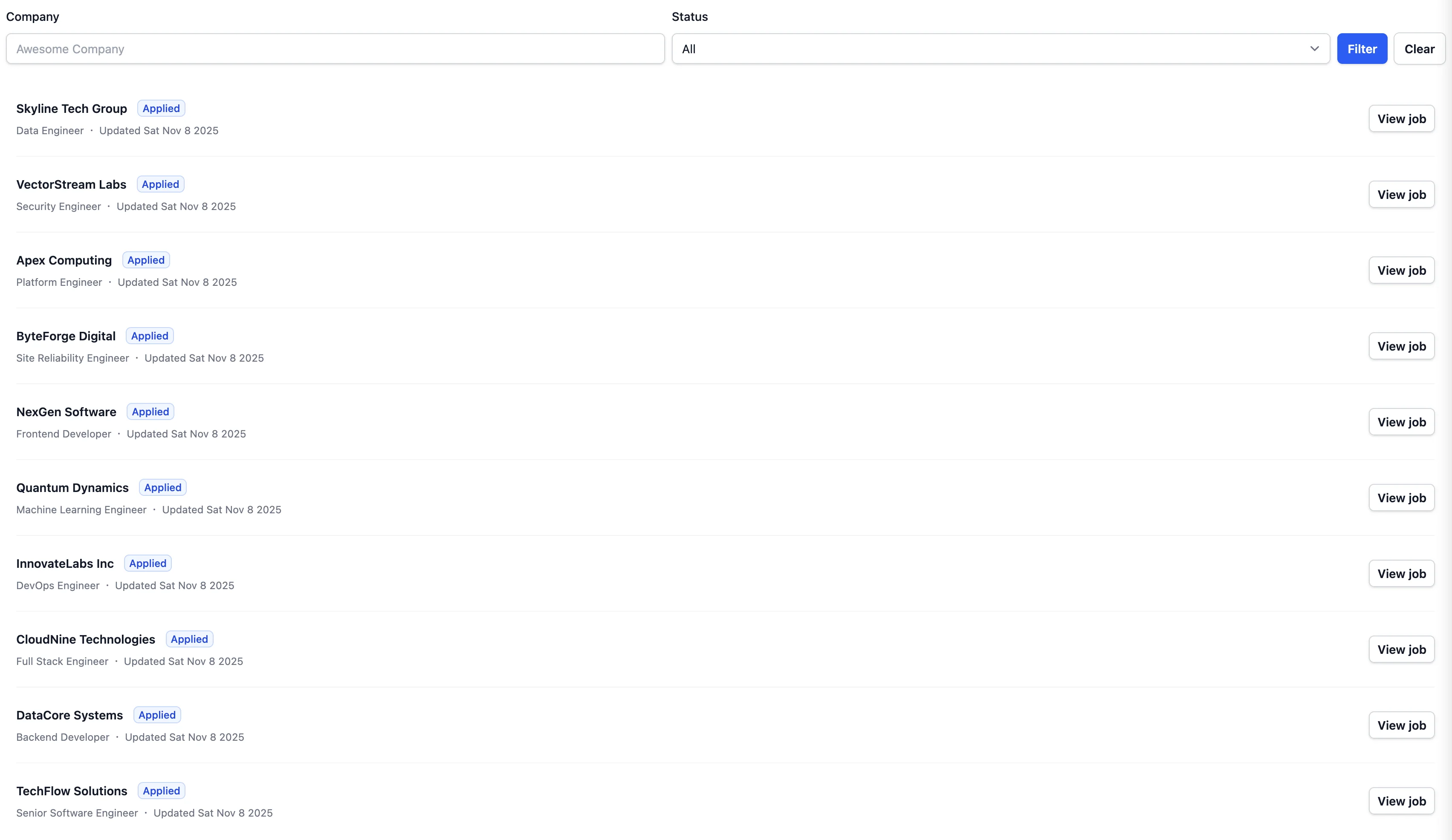 Dashboard screenshot